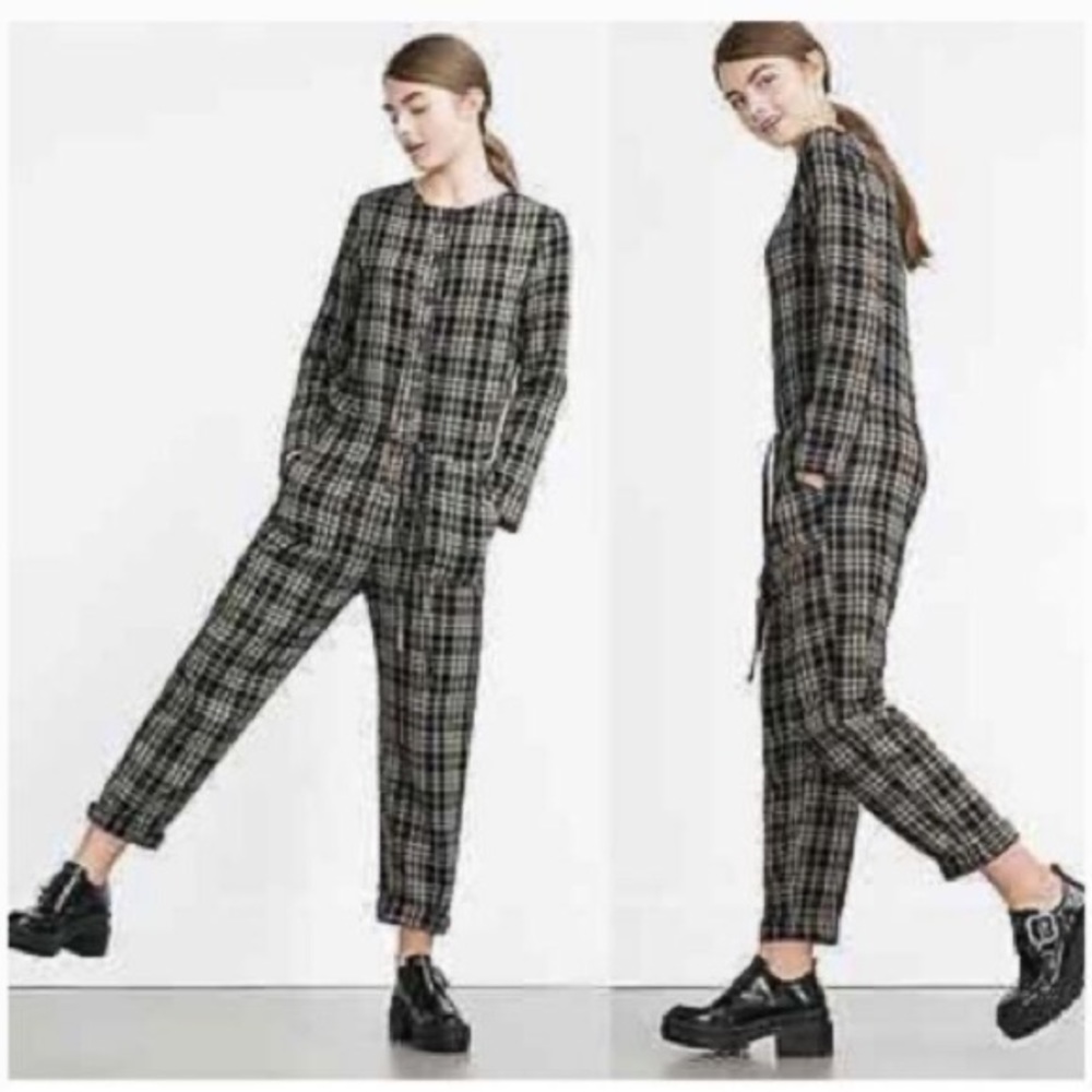 ZARA TRUFALUC PLAID JUMPSUIT. SIZE LARGE. PEFECT USED CONDITION.